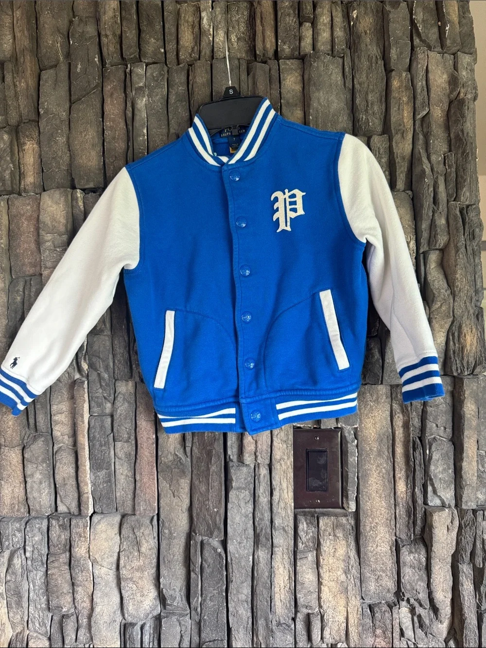 Polo Ralph Lauren Royal Blue and White Striped Collar Jacket.
